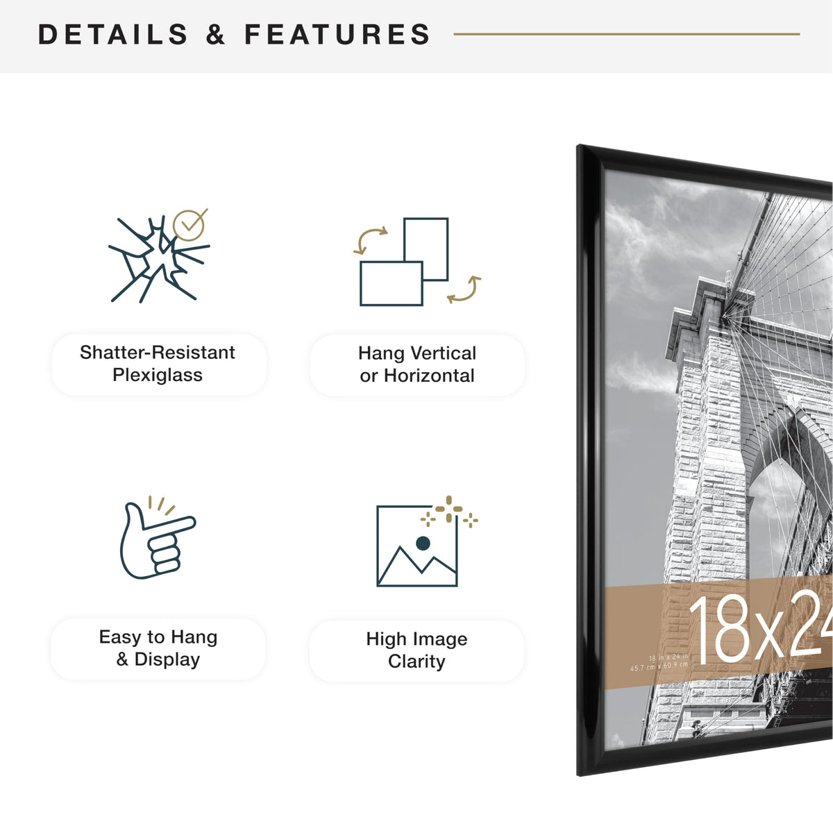 MCS Trendsetter 18x24 Poster Frame Black High-Gloss