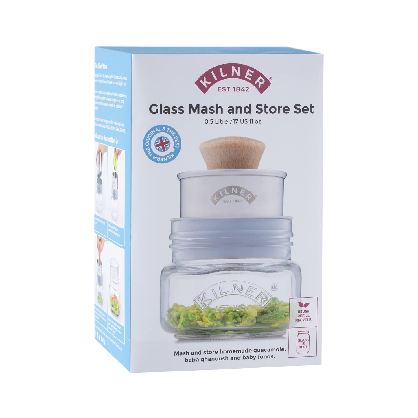 Kilner Mash & Store 500ml Glass Jar Set with Stainless Steel Tool