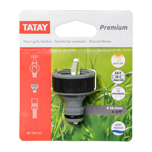 TATAY Garden Hose Female Tap Connector 3/4" Universal Grey-Black