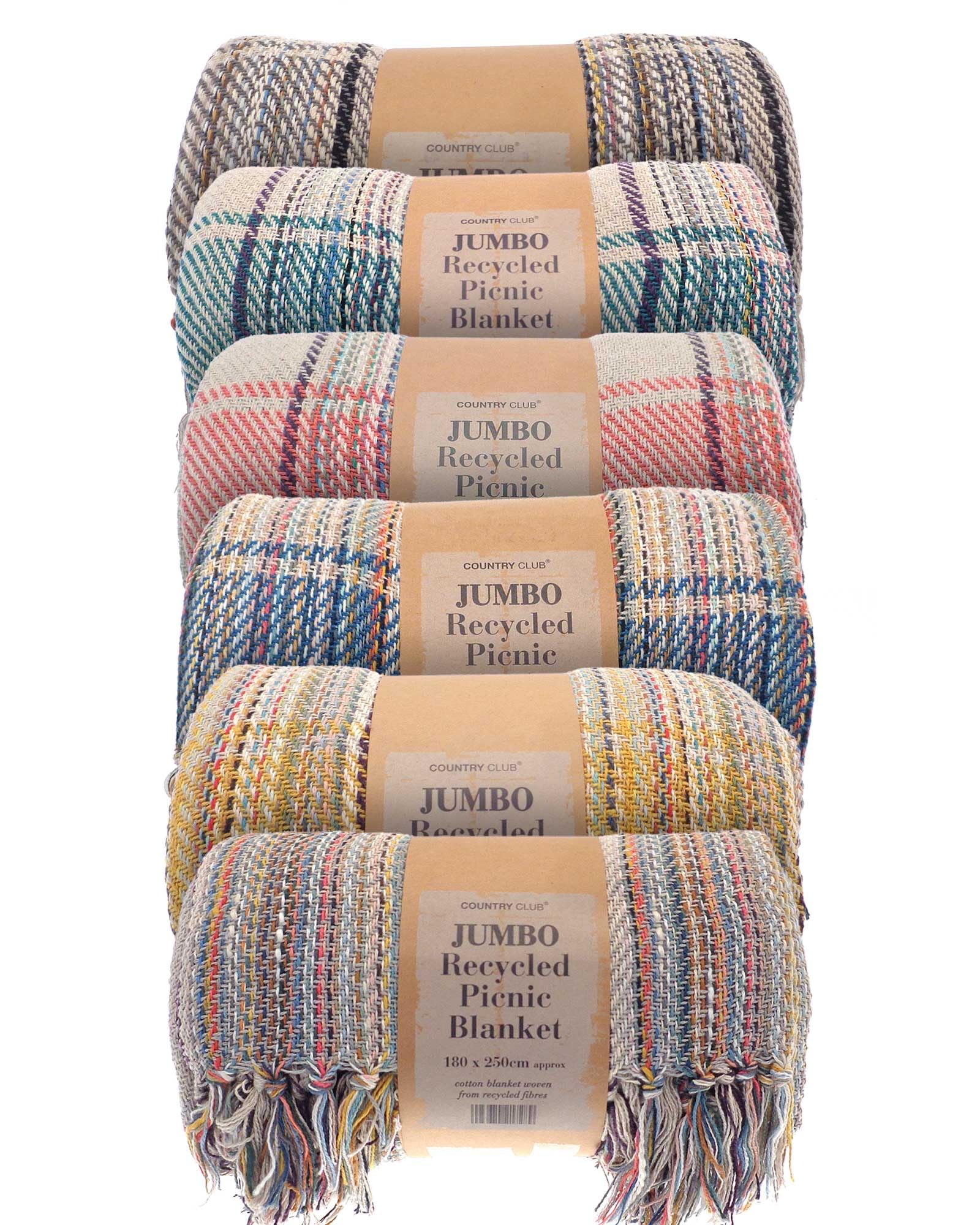 COUNTRY CLUB Jumbo Picnic Blanket 180x250cm Recycled Cotton
