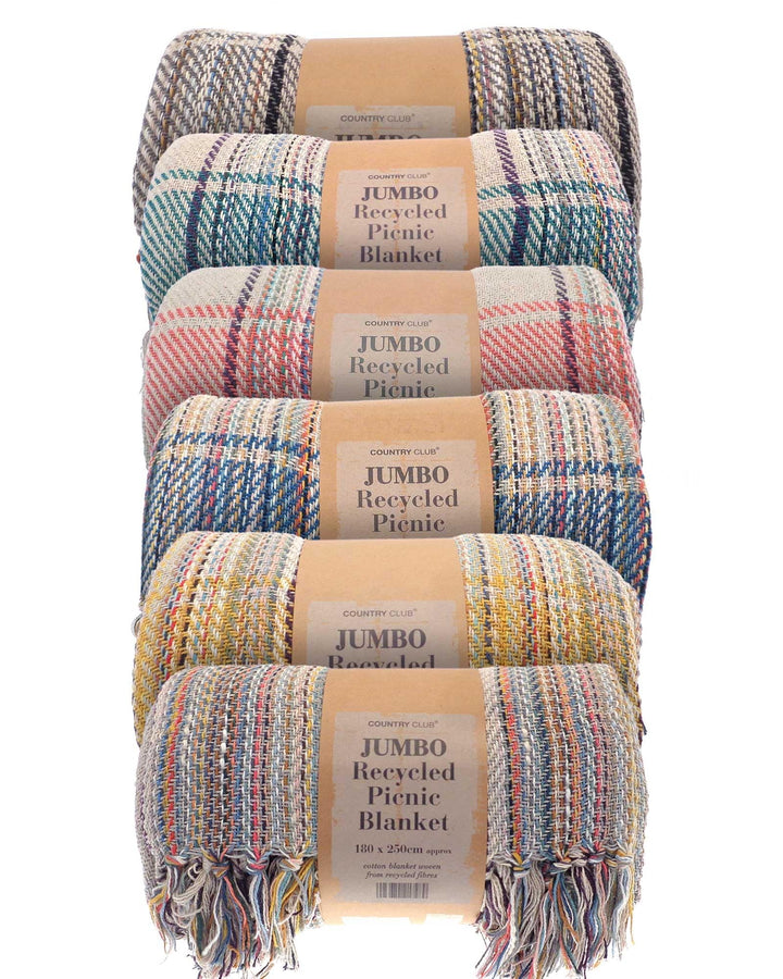 COUNTRY CLUB Jumbo Picnic Blanket 180x250cm Recycled Cotton
