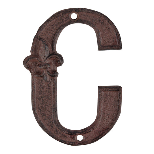 Esschert Design Cast Iron House Number "C" - Rust Brown