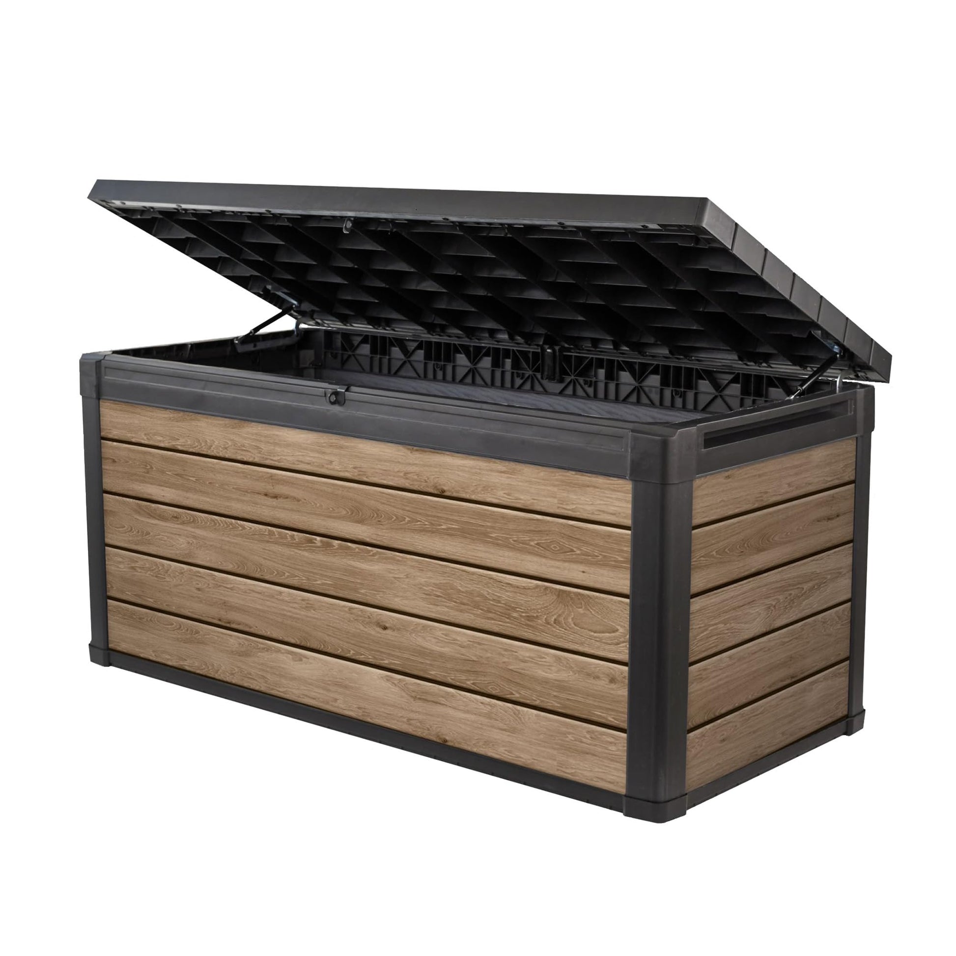 Keter Signature 570L Outdoor Storage Box Ashwood Brown Bench Seat