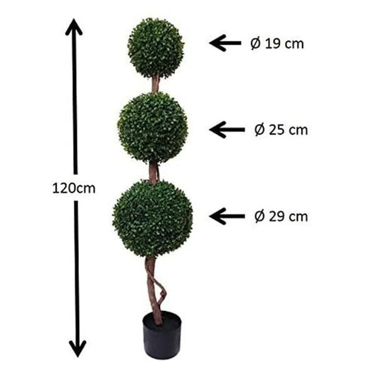GreenBrokers Artificial Boxwood Triple Ball Topiary Trees 120cm / 4 ft