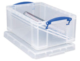 Really Useful Box 9 Litre 4x Pack Clear Plastic Storage Container with Clip Handles & Lid