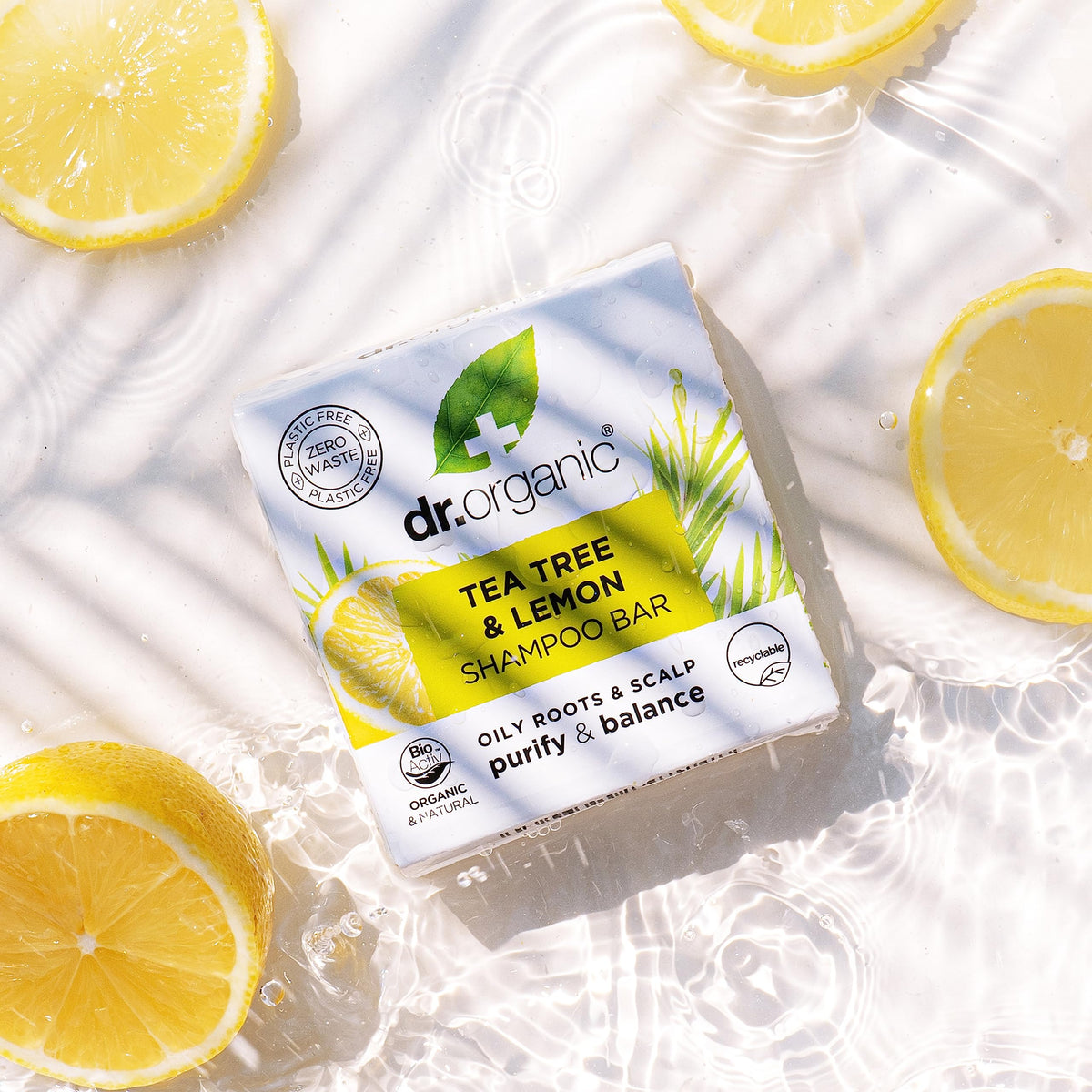 Dr Organic Tea Tree & Lemon Shampoo Bar 75g for Oily Roots & Scalps