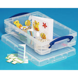 Really Useful Box 4 Litre Clear Plastic Storage Container 3x Pack with Clip Handles